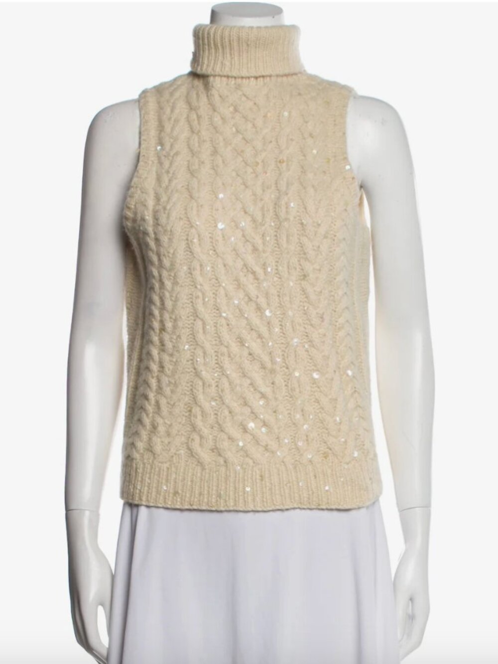 Ralph Lauren Black Label Cashmere Sequin Sleeveless Knit Sweater Turtleneck